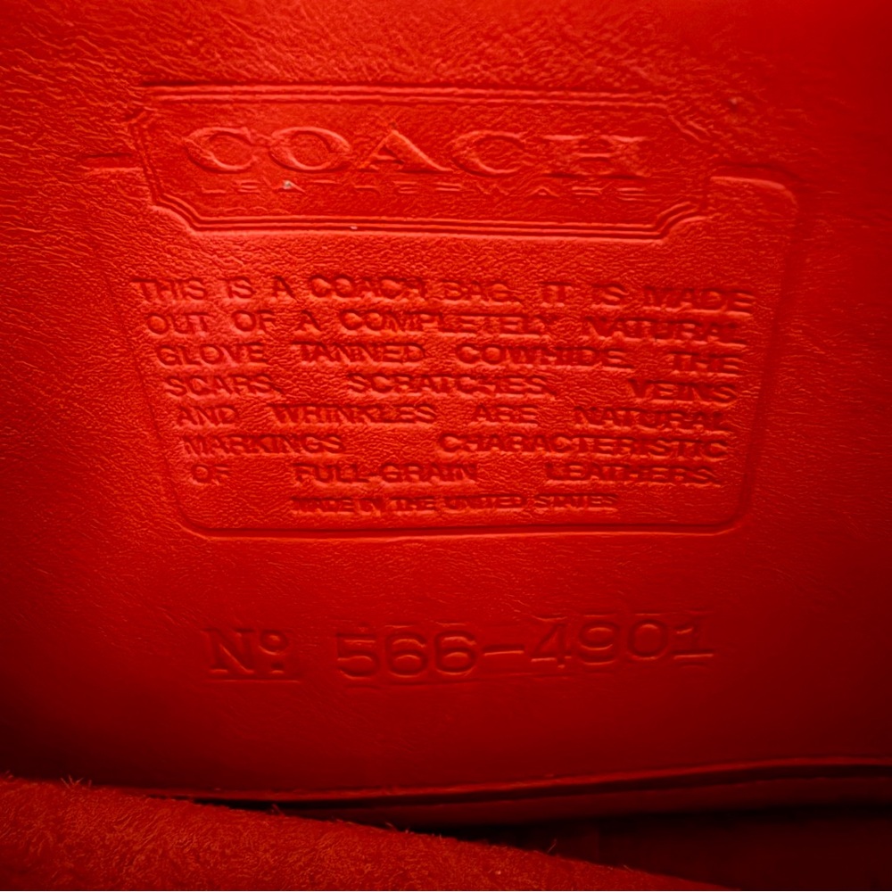 LAST CHANCE CLOSET CLOSING Vintage USA Coach Swinger Coral Red Orange Leather - Picture 11 of 12